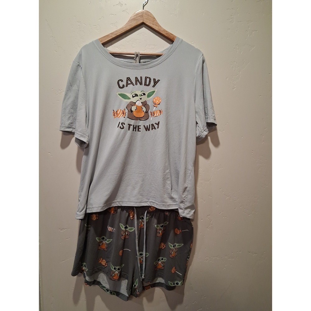 Munki Munki Grogu Star Wars Graphic Pajama Set Womens XL Gray Halloween